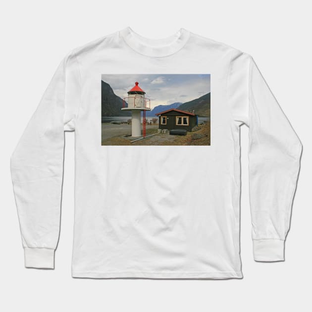 Lighthouse & Norwegian Wood Cabin Long Sleeve T-Shirt by RedHillDigital